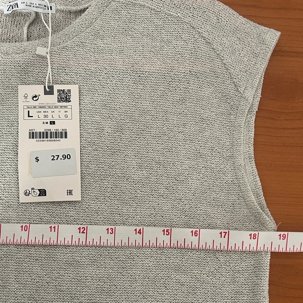 ZARA Silver-Tone Knit Cap Sleeve Tank - Picture 4 of 8